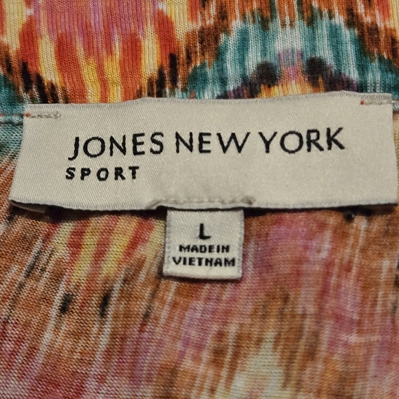Jones New York Sport 3/4 Sleeve Knit Top Blouse Women Sz L Colorful Lightweight - Picture 4 of 10